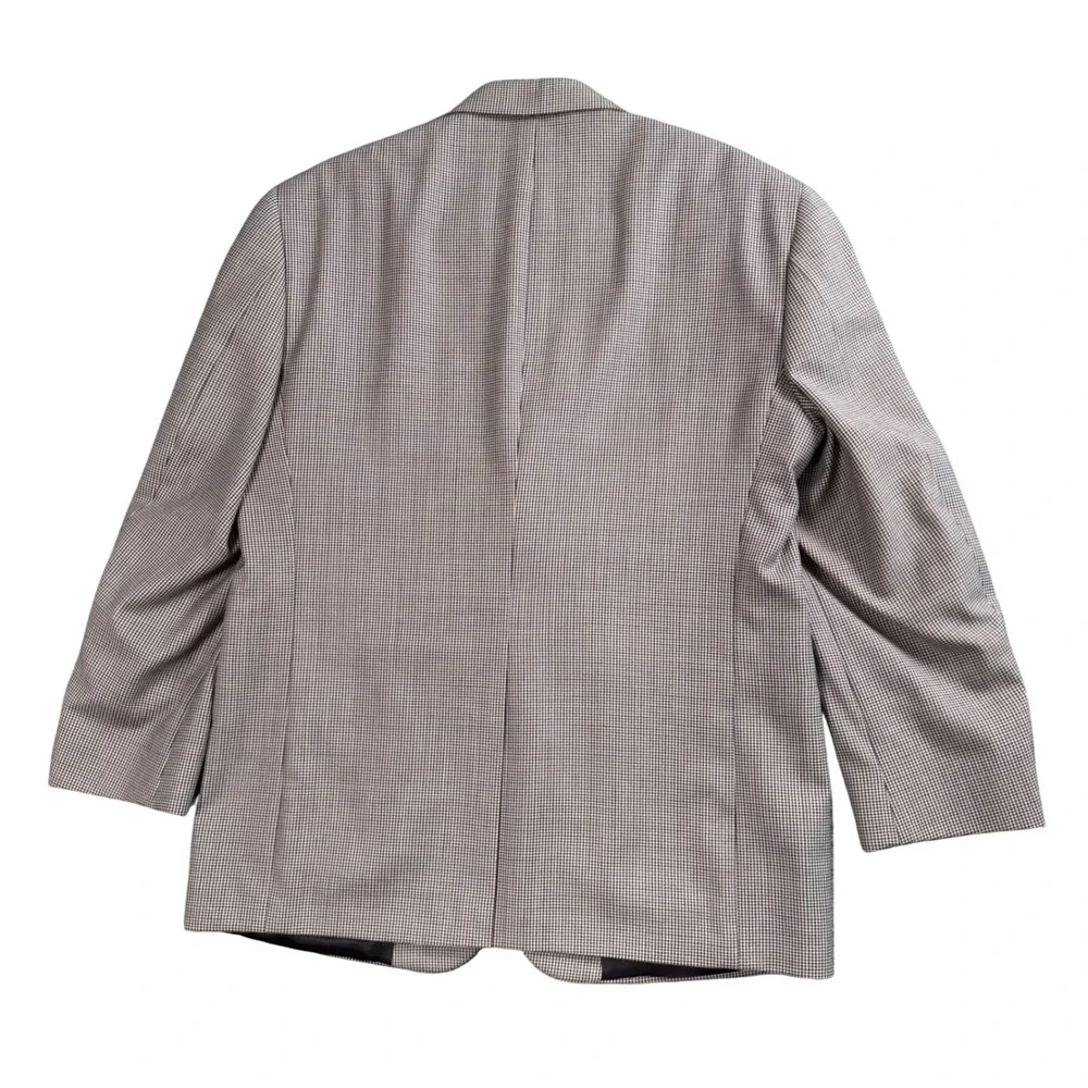 Vintage Stafford Blazer Mens 43R Grey Houndstooth Worsted Wool‎ Blend Sport Coat